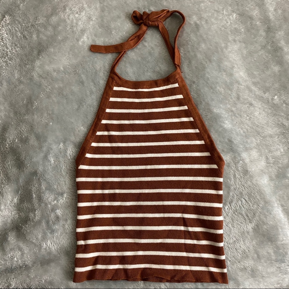 Forever 21 brown and white striped top